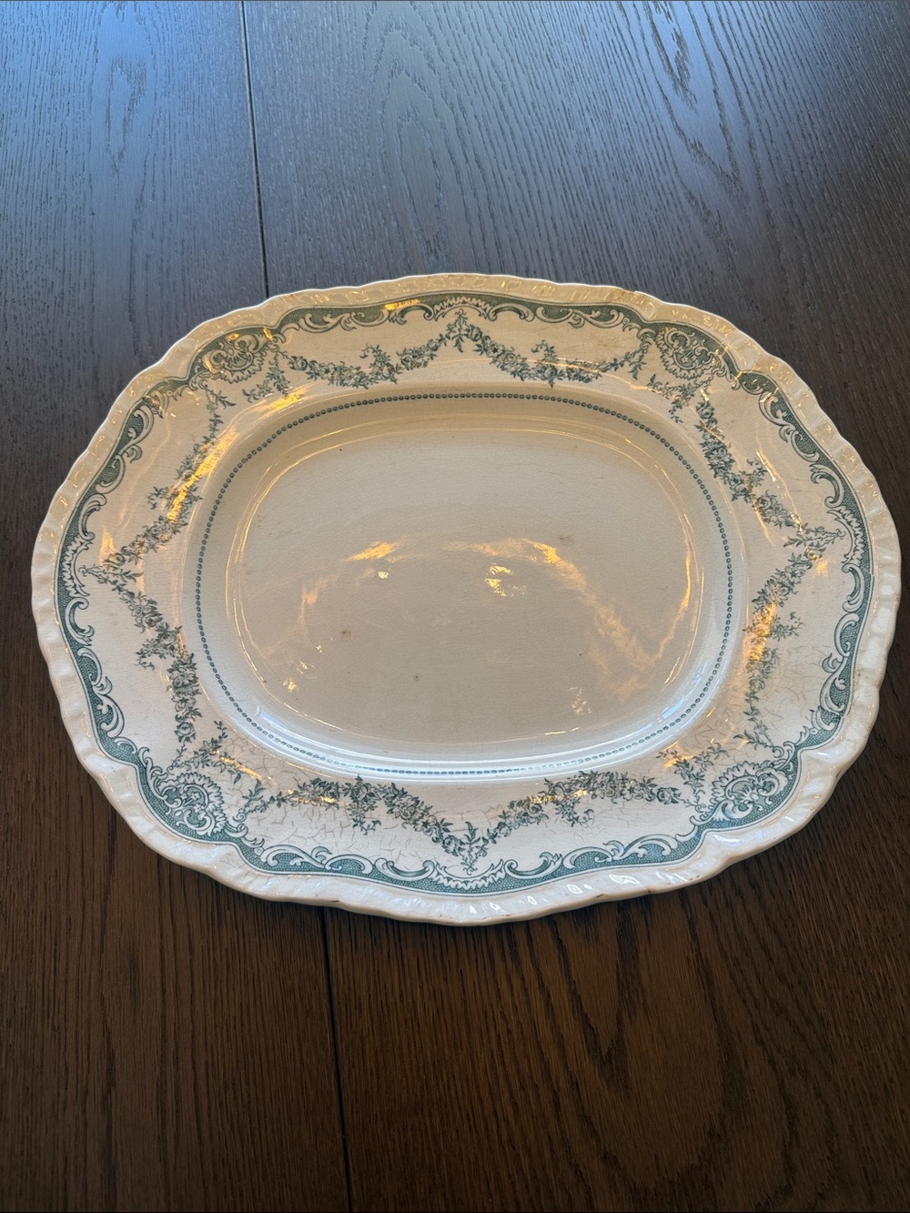Antique blue/green Transferware platter